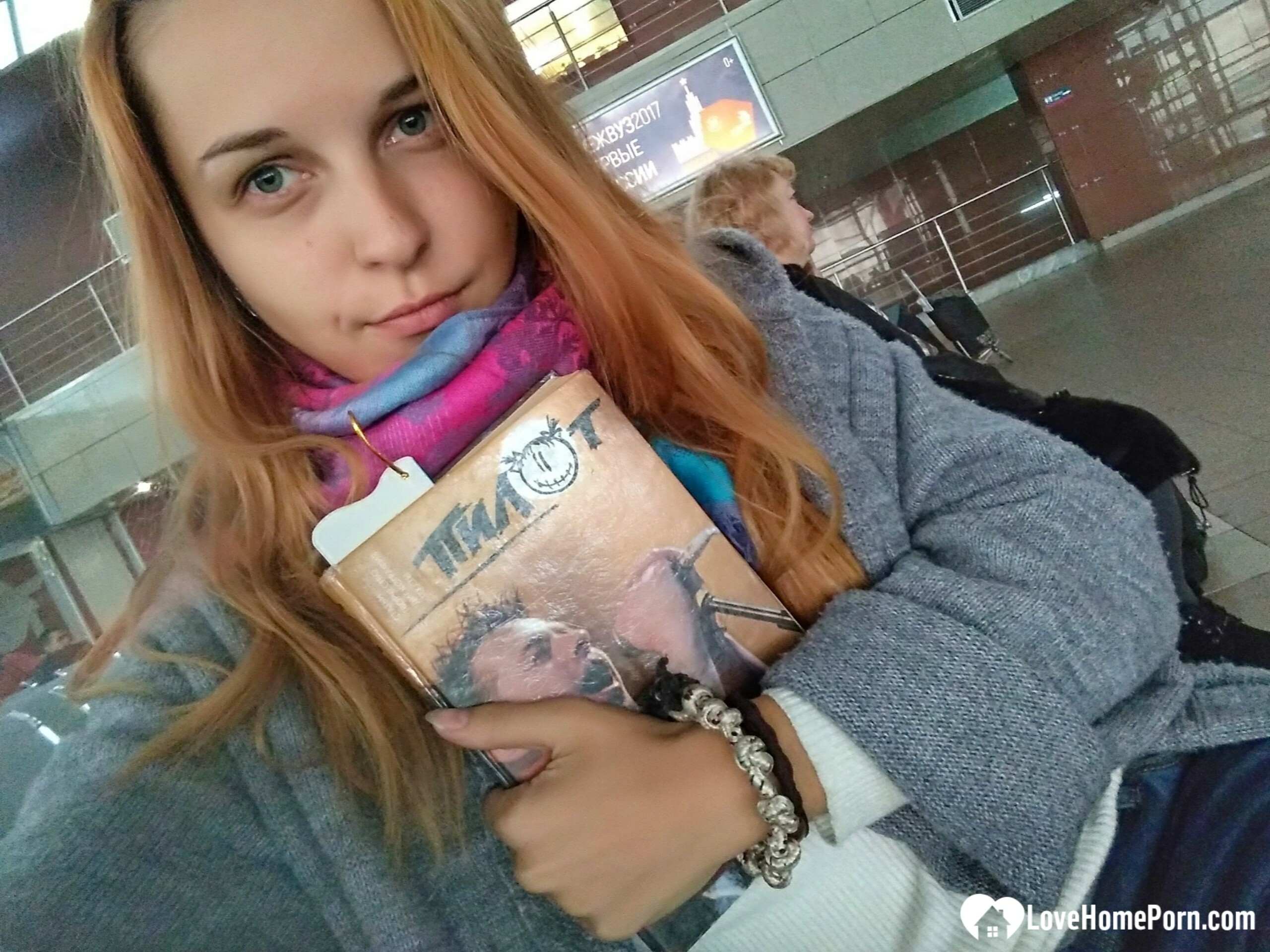 Smoking redhead teases in stockings in the bedroom — 40