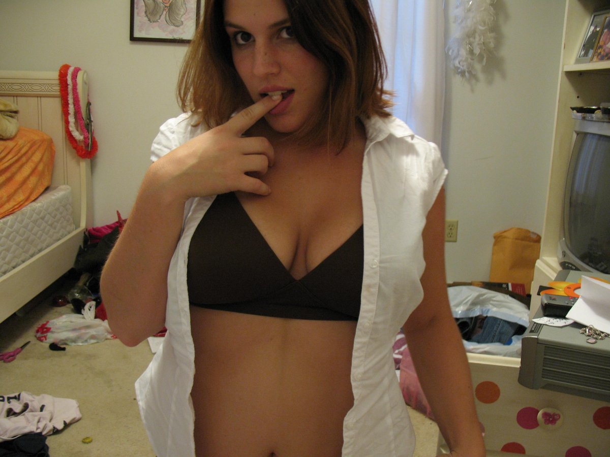 Dontleavethemayonnaiseout-White Shirt Black Bra — 19